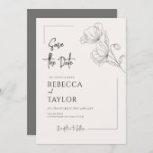 Beigeエレガント日ミニマル付を保存 招待状 (正面/裏面)