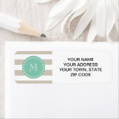 Beigeストライプ Patterns, Mint Green Monogram ラベル (インサイチュ)