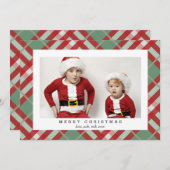 BeigeタータンチェックPlaidクリスマスフォトカード シーズンカード (正面/裏面)