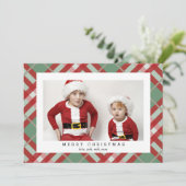 BeigeタータンチェックPlaidクリスマスフォトカード シーズンカード (スタンド正面)