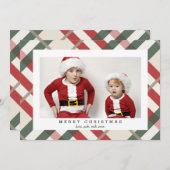 BeigeタータンチェックPlaidクリスマスフォトカード シーズンカード (正面/裏面)