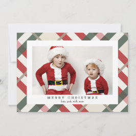 BeigeタータンチェックPlaidクリスマスフォトカード シーズンカード