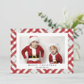 BeigeタータンチェックPlaidクリスマスフォトカード シーズンカード (スタンド正面)