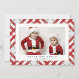 BeigeタータンチェックPlaidクリスマスフォトカード シーズンカード