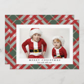BeigeタータンチェックPlaidクリスマスフォトカード シーズンカード (正面/裏面)