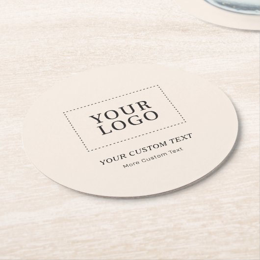 Beigeブランドのカスタムビジネスロゴプロモーション ラウンドペーパーコースター (アングル)