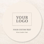 Beigeブランドのカスタムビジネスロゴプロモーション ラウンドペーパーコースター (正面)