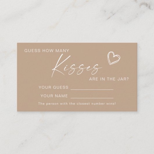 Beigeミニマリスト何人のキスシャワーゲームカード プレイスカード (正面)