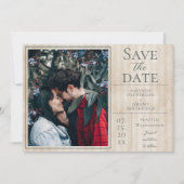 Beigeヴィンテージストライプの写真Save the Date セーブザデート (正面)