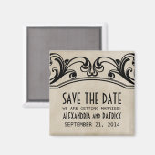 Beigeヴィンテージスワーズ日付磁石を保存 マグネット (正面/裏面)