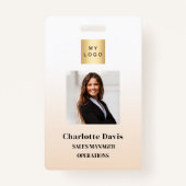 Beige従業員の写真ID会社のセキュリティ バッジ (正面)