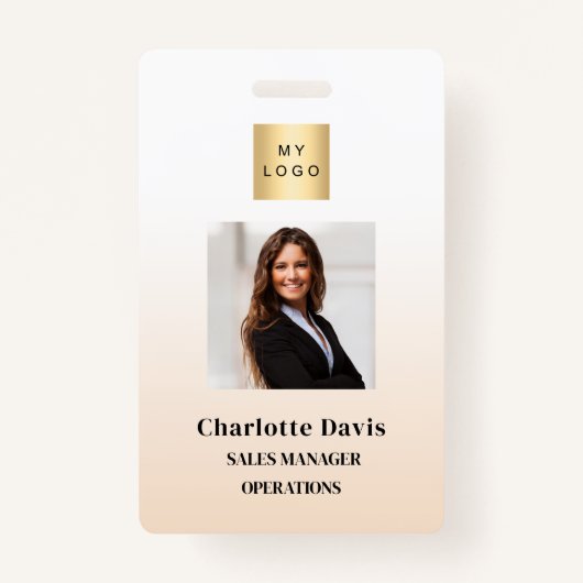 Beige従業員の写真ID会社のセキュリティ バッジ (正面)