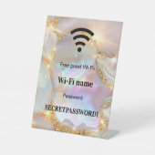 Beige金ゴールドゲスト顧客wifiネットワークパスワード 台座サイン (正面)