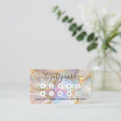 Beige金ゴールド集積ホログラフィックビジネスロゴ ロイヤリティカード (スタンド正面)