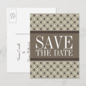 Beige ファンシー Lattice日付はがきを保存 案内ポストカード (正面/裏面)