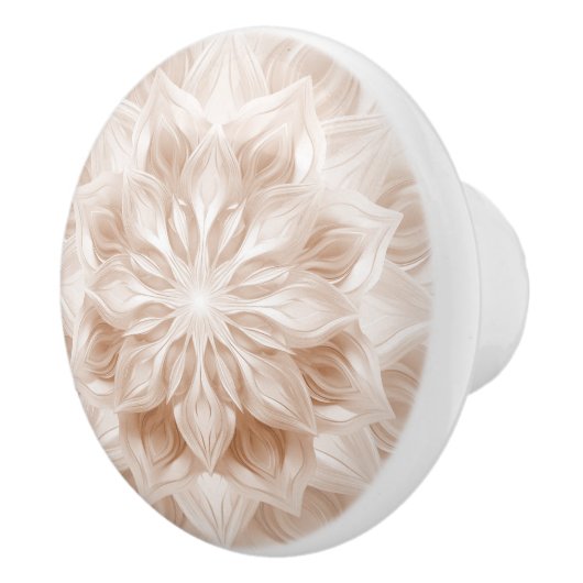Beige 3D Shiny Mandala Pattern セラミックノブ (右)