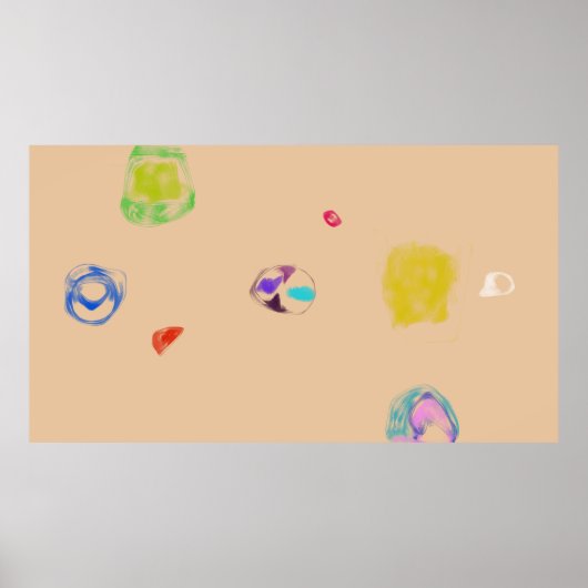 Beige Abstract Objects Simple Drawing ポスター (正面)