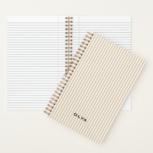Beige Aeshtetic à Rayures ノートブック (内側)