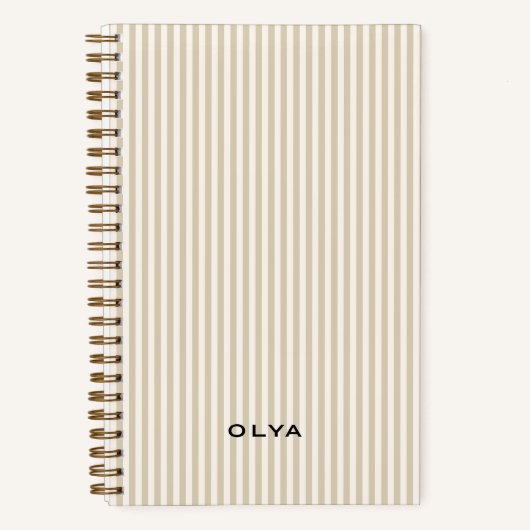Beige Aeshtetic à Rayures ノートブック (正面)