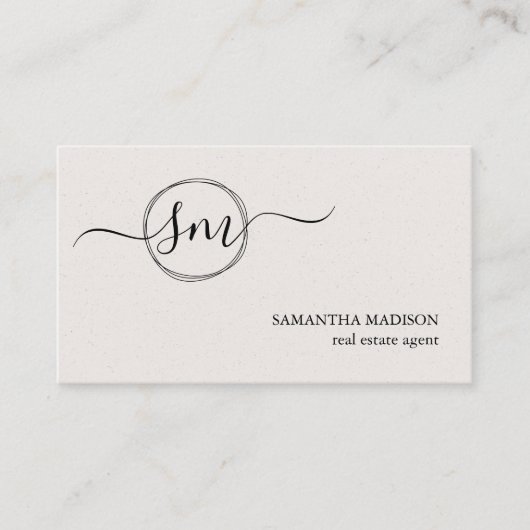 Beige Aesthetic Modern Calligraphy Real Estate  名刺 (正面)