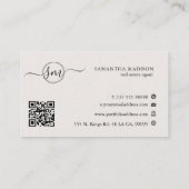 Beige Aesthetic Modern Calligraphy Real Estate  名刺 (裏面)