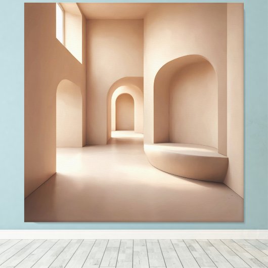 Beige Alcove Space キャンバスプリント (インサイチュ (ウッドフロア))