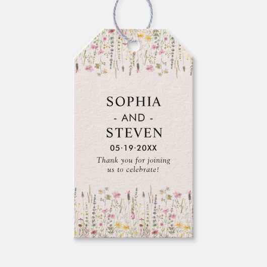 Beige and Boho Wildflower Wedding  ギフトタグ (正面)
