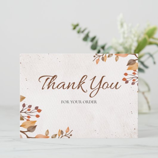 Beige and Brownビジネスサーオーガニックビスありがとうございました サンキューカード (スタンド正面)