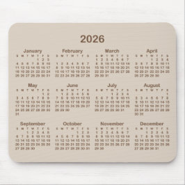 Beige and Brown 2026 Calendar マウスパッド