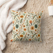 Beige and Brown Boho Flowers クッション (ブランケット)