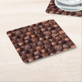 Beige and Brown Chocolate Pralines for Her スクエアペーパーコースター (アングル)