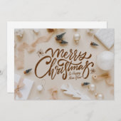 Beige and Brown Minimalist Christmas & New Year シーズンカード (正面/裏面)