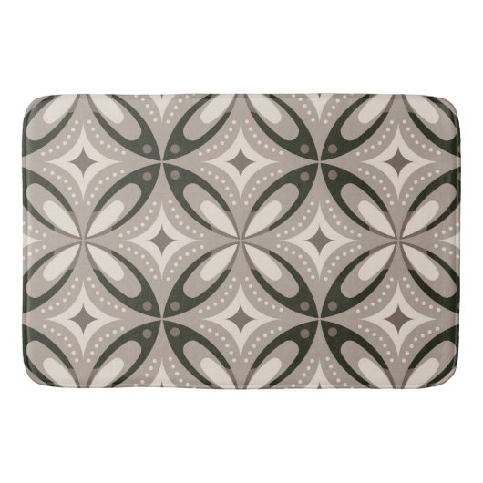 Beige and Brown Retro circular shapes バスマット (正面)