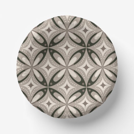 Beige and Brown Retro circular shapes ペーパーボウル (正面)
