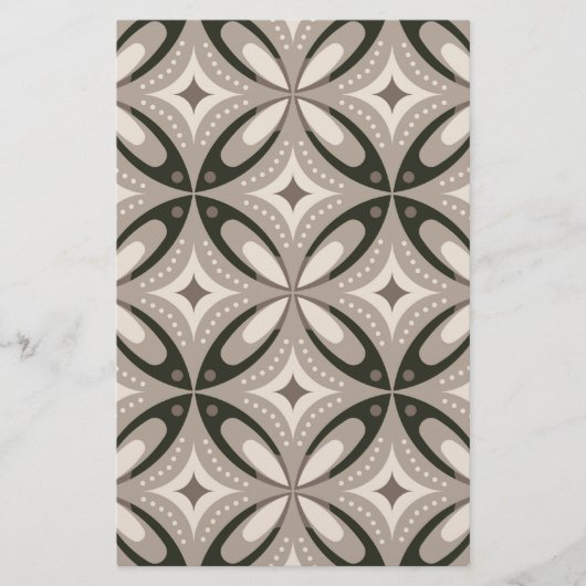 Beige and Brown Retro circular shapes 便箋 (正面)