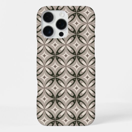 Beige and Brown Retro circular shapes iPhoneケース (裏面)