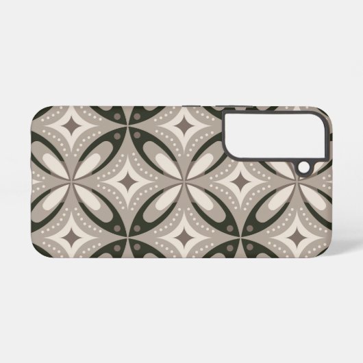 Beige and Brown Retro circular shapes Samsung Galaxyケース (裏面横)