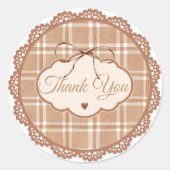 Beige and Brown Retro Thank You Circle Sticker ラウンドシール (正面)