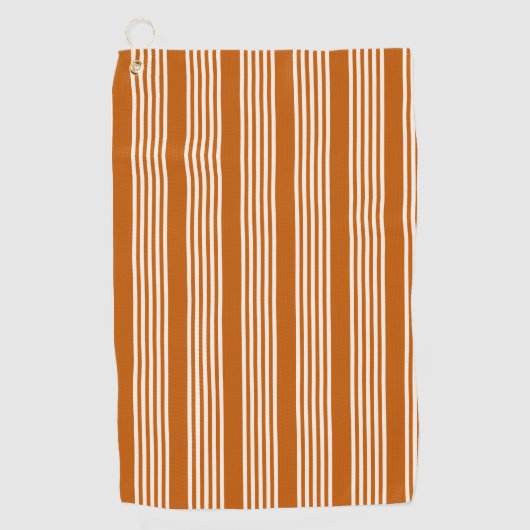 Beige and burnt orange five stripe pattern ゴルフタオル (正面)