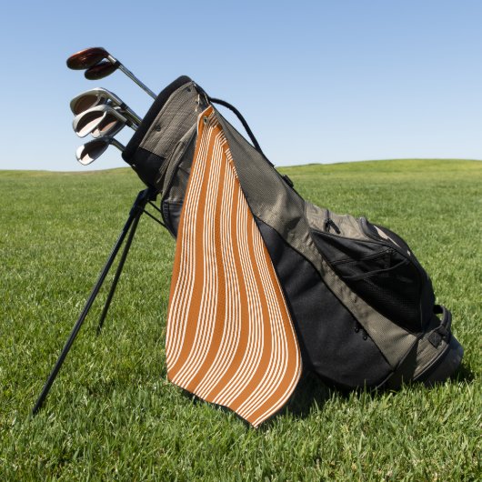 Beige and burnt orange five stripe pattern ゴルフタオル (グリーン)