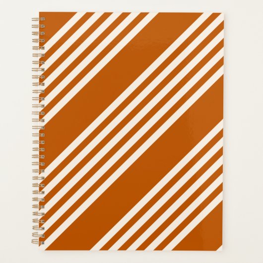 Beige and burnt orange five stripe pattern プランナー手帳 (正面)