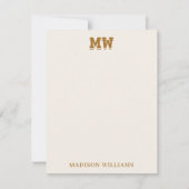 Beige and Gold Retro Typography Monogram Initial ノートカード (正面)
