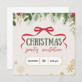 Beige and Green Festive Christmas Invitation (正面/裏面)