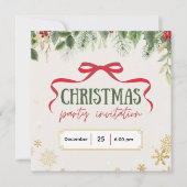 Beige and Green Festive Christmas Invitation (正面)