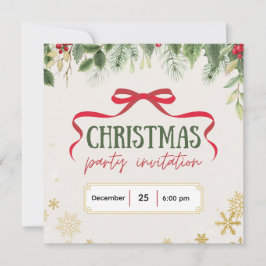 Beige and Green Festive Christmas Invitation