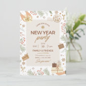 Beige And Green Merry Christmas Holiday Card 招待状 (スタンド正面)