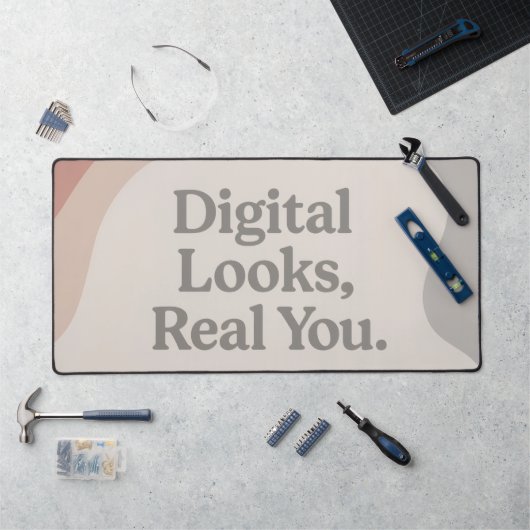 Beige and grey marble tones AI art  デスクマット (ワークステーション)