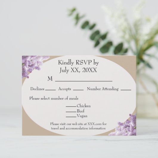 Beige and Lilac RSVP card (スタンド正面)