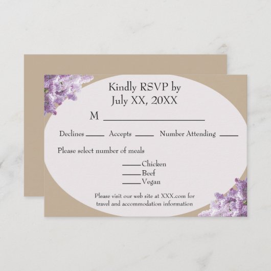 Beige and Lilac RSVP card (正面/裏面)