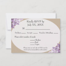 Beige and Lilac RSVP card